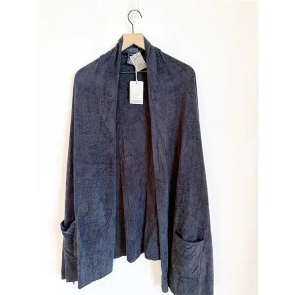 Barefoot Dreams Cozychic Ultra Lite Black Blanket Wrap Soft Loungewear S-M NWT - Picture 4 of 6